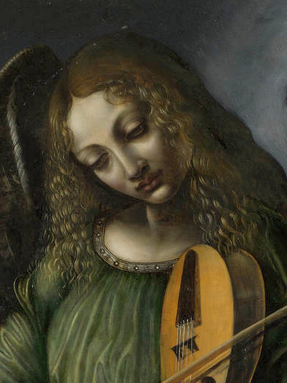 Vihreä enkeli vieleen kanssa, osa S. Francescon alttaritaulua, Milano tekijältä Circle of Leonardo da Vinci