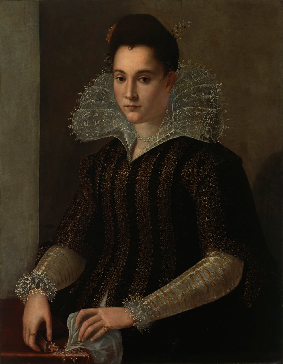 Ruotsiksi: Porträtt av dam Portrait of a lady (naisen muotokuva) tekijältä Circle of Alessandro Allori