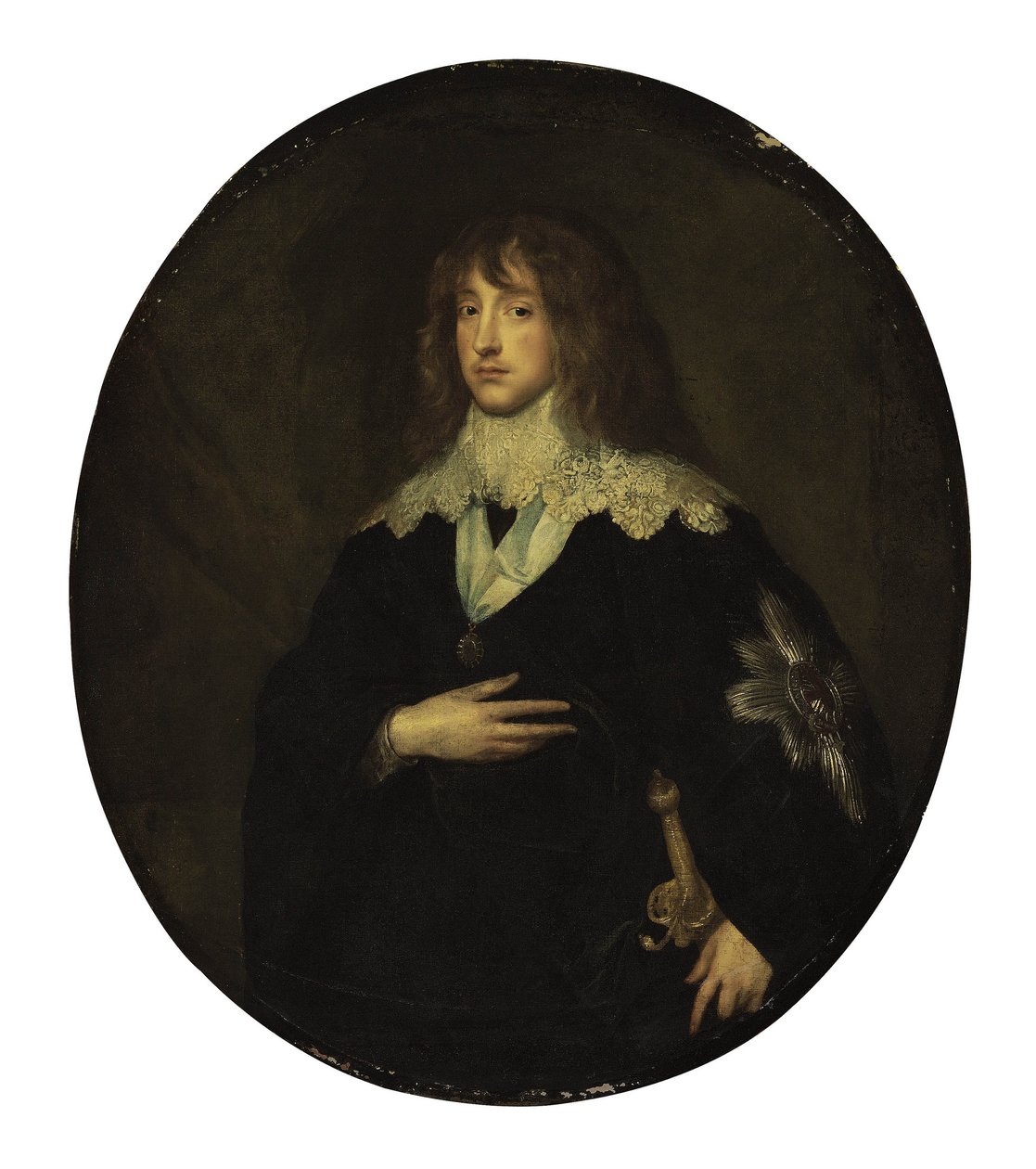 Muotokuva prinssi Kaarle Ludvig, valitsijamies (1617-1680) ritarikunnan ritarina. tekijältä Circle of Anthony van Dyck