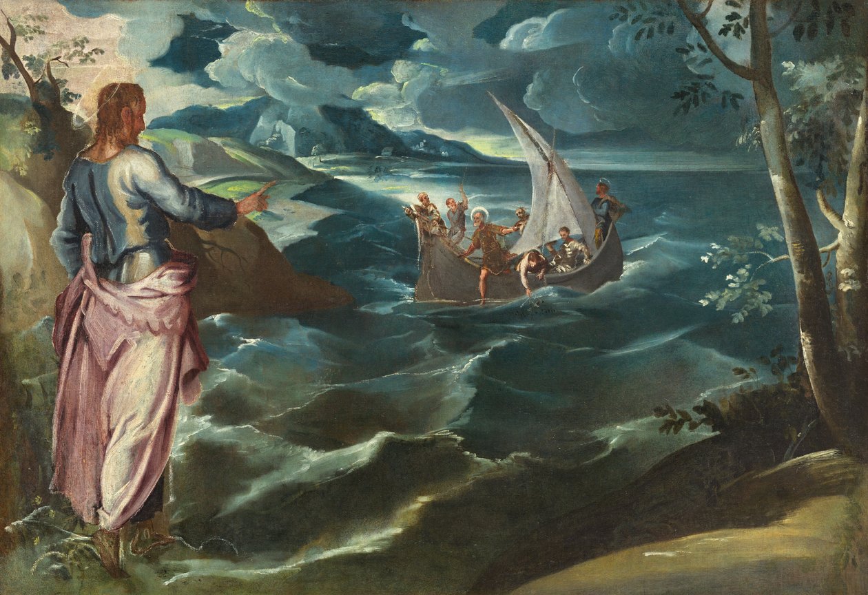 Kristus Galileanmerellä tekijältä Circle of Jacopo Tintoretto