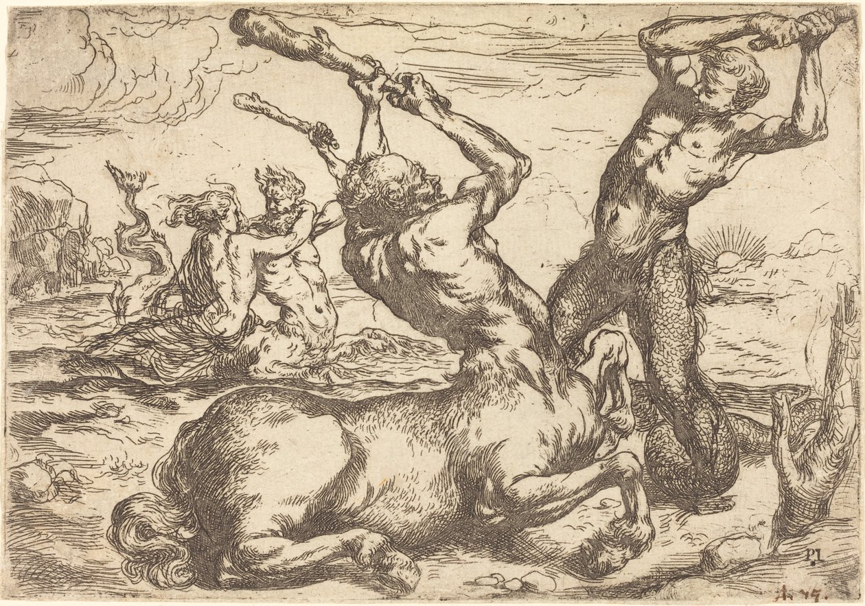 Taistelu kentaurin ja tritonin välillä tekijältä Circle of Jusepe de Ribera