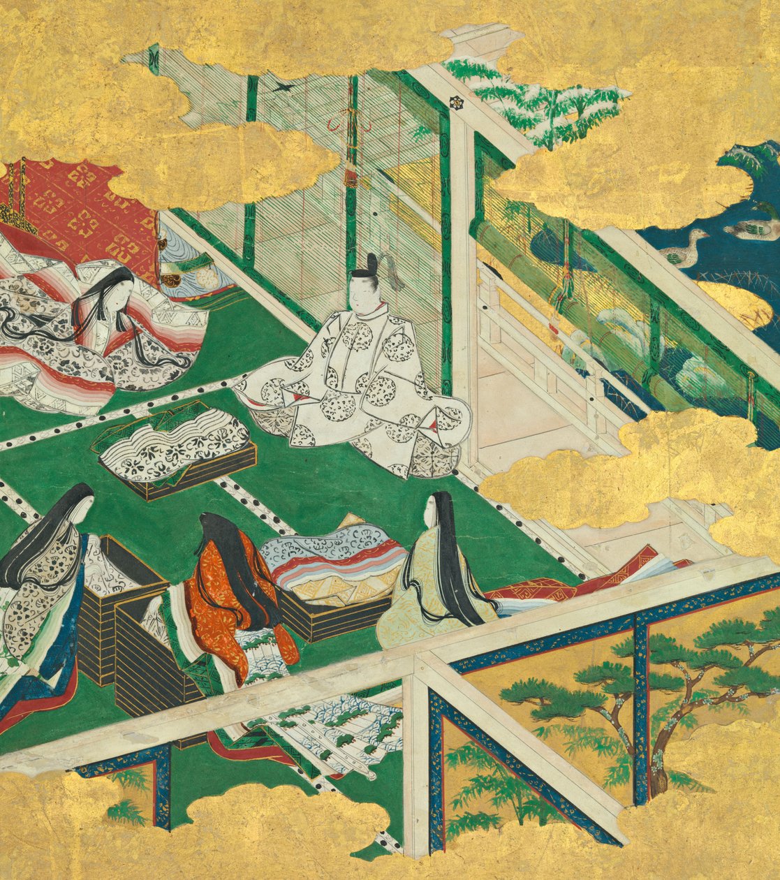 Ihana Garland Tamakazura, 1600-luku. tekijältä Circle of Tosa Mitsuyoshi