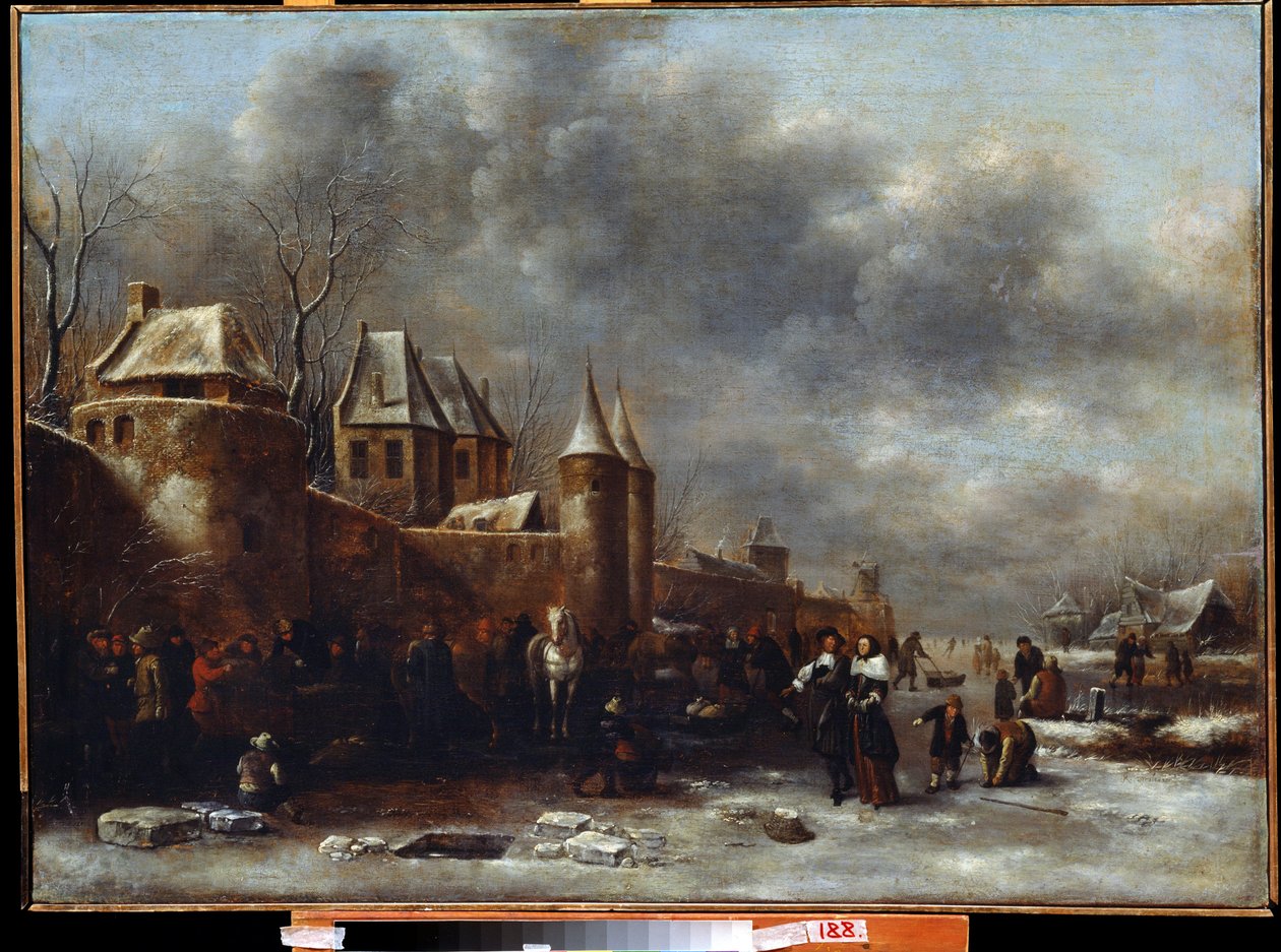Chateau au bord de la riviere (linna joen rannalla). Claes Molenaerin maalaus (Claes tekijältä Claes  Molenaer