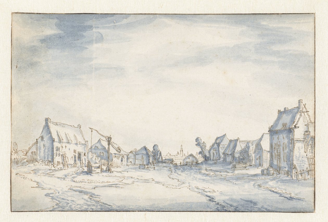 kylänäkymä tekijältä Claes Jansz. Visscher (II) (attributed to)