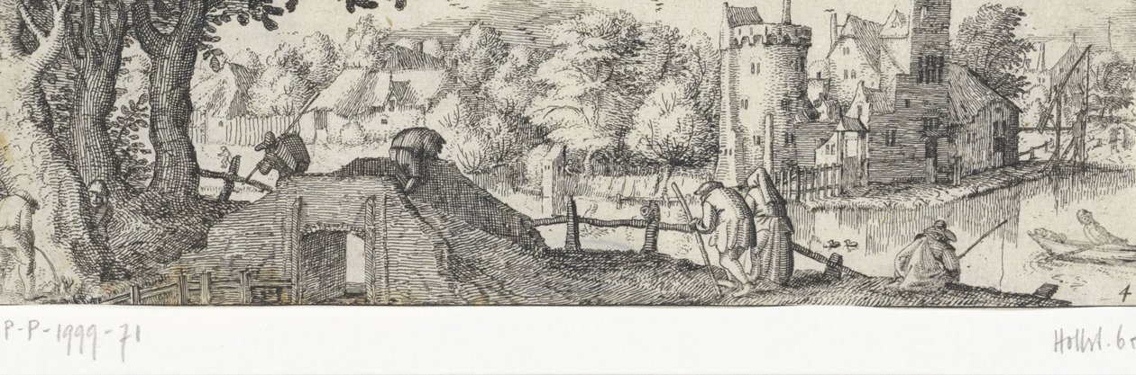 Näkymä linnalle Ammatit ja kasvot Amsterdamissa ja sen ympäristössä (sarjan nimi) tekijältä Claes Jansz. Visscher (II) (attributed to)