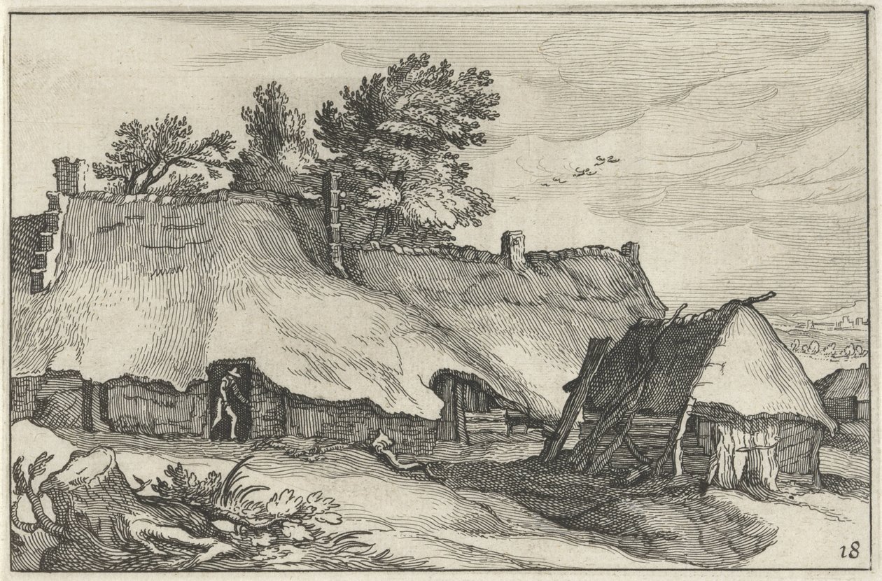 Maatila ja pieni navetta Maisemat maatiloilla (sarjan nimi) tekijältä Claes Jansz. Visscher (II)
