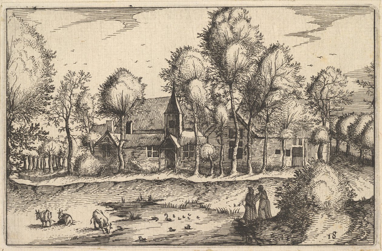 Lampi, levy 18 alueelta ja Brabantin herttuakunnan huvila, n. 1610 tekijältä Claes Jansz Visscher