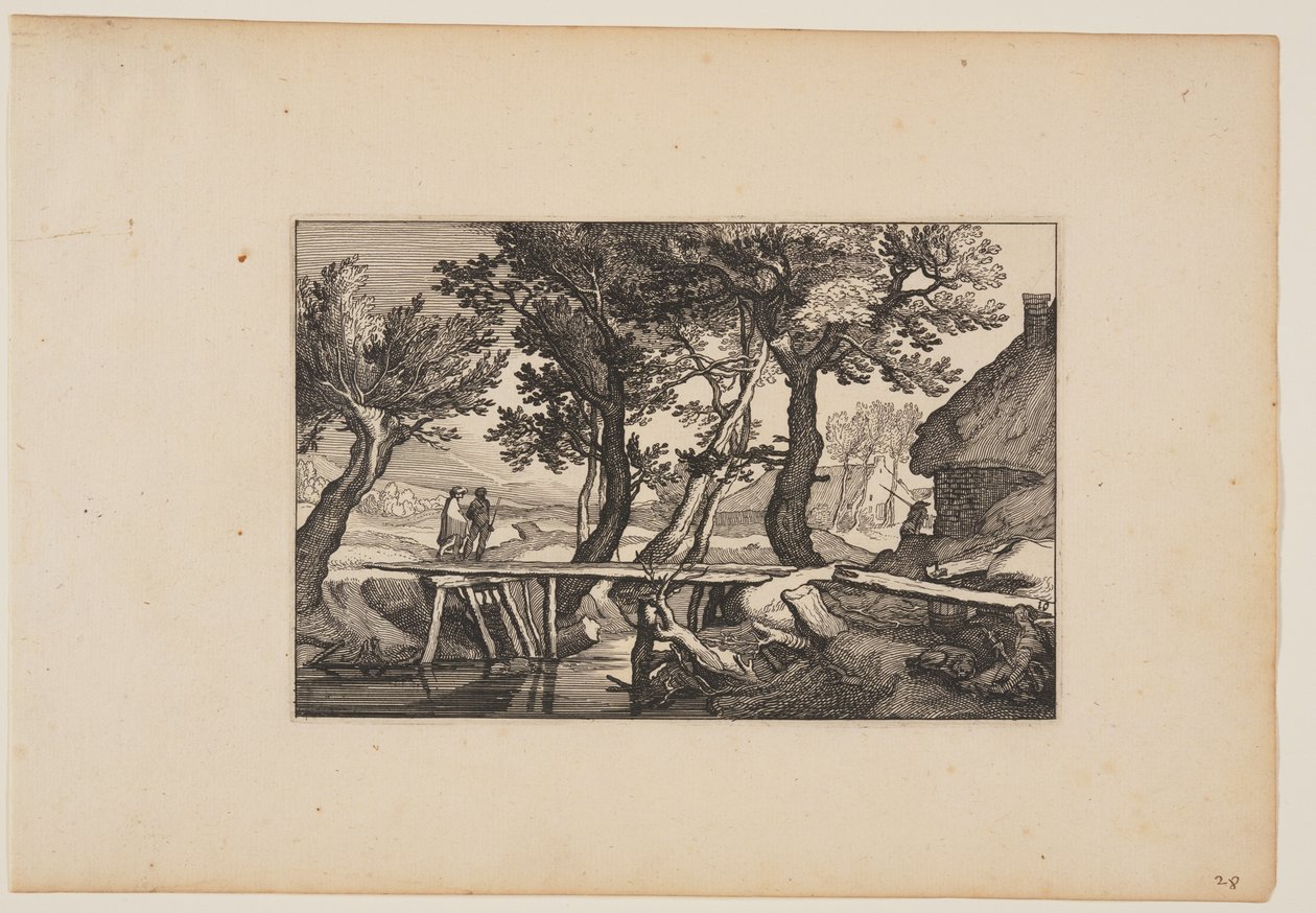A Wooden Bridge, alkaen Landscapes tekijältä Claes Jansz. Visscher