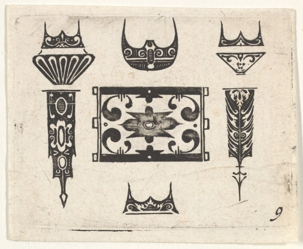Blackwork Print yhdeksällä motiivilla, n. 1620. tekijältä Claes Jansz Visscher