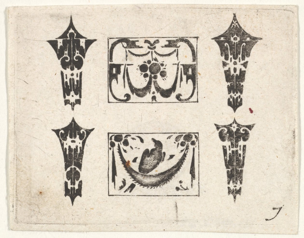 Blackwork Print kahdella vaakapaneelilla ja neljällä kehyksellä, n. 1620. tekijältä Claes Jansz Visscher