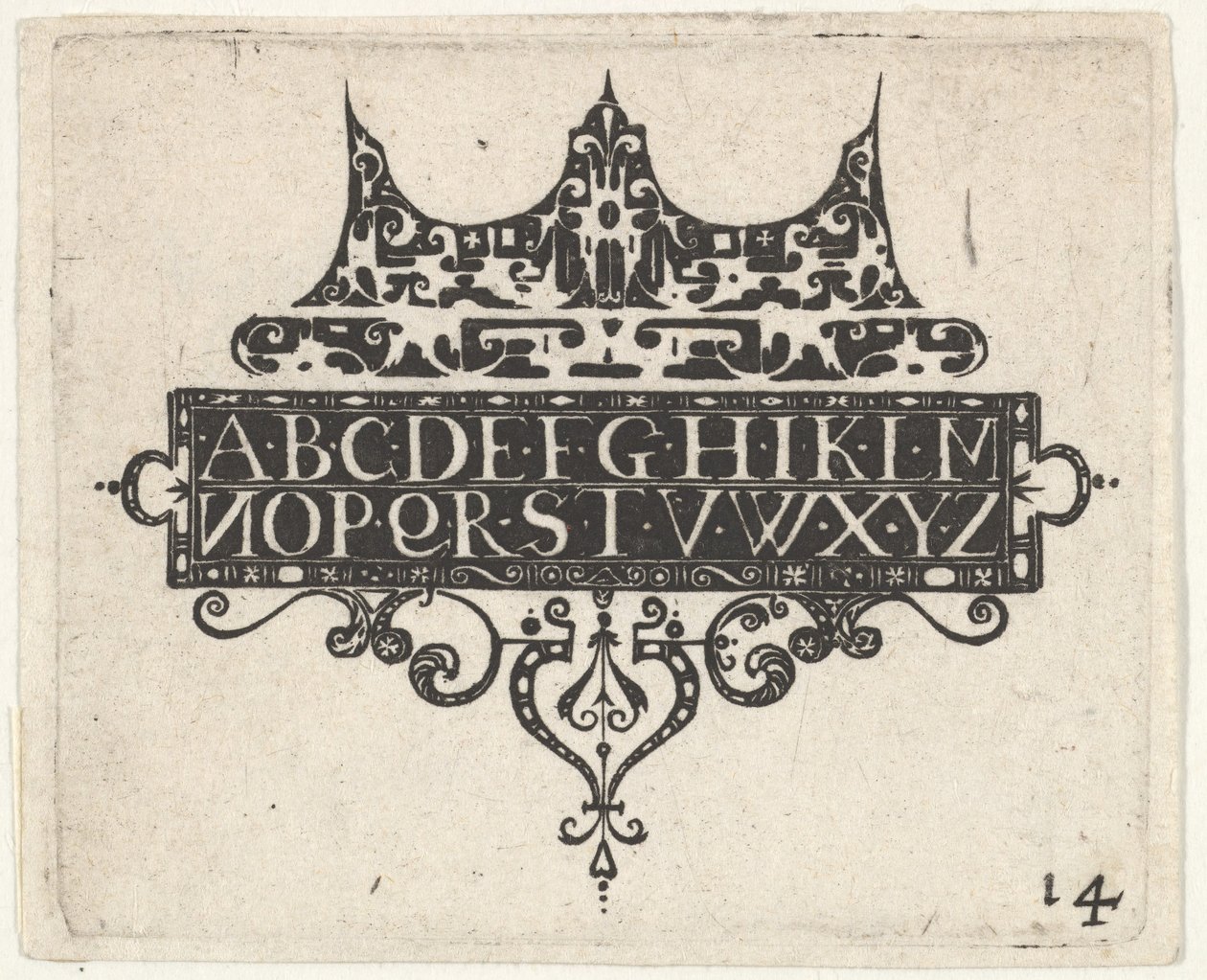 Blackwork Print with the Alphabet, n. 1620. tekijältä Claes Jansz Visscher