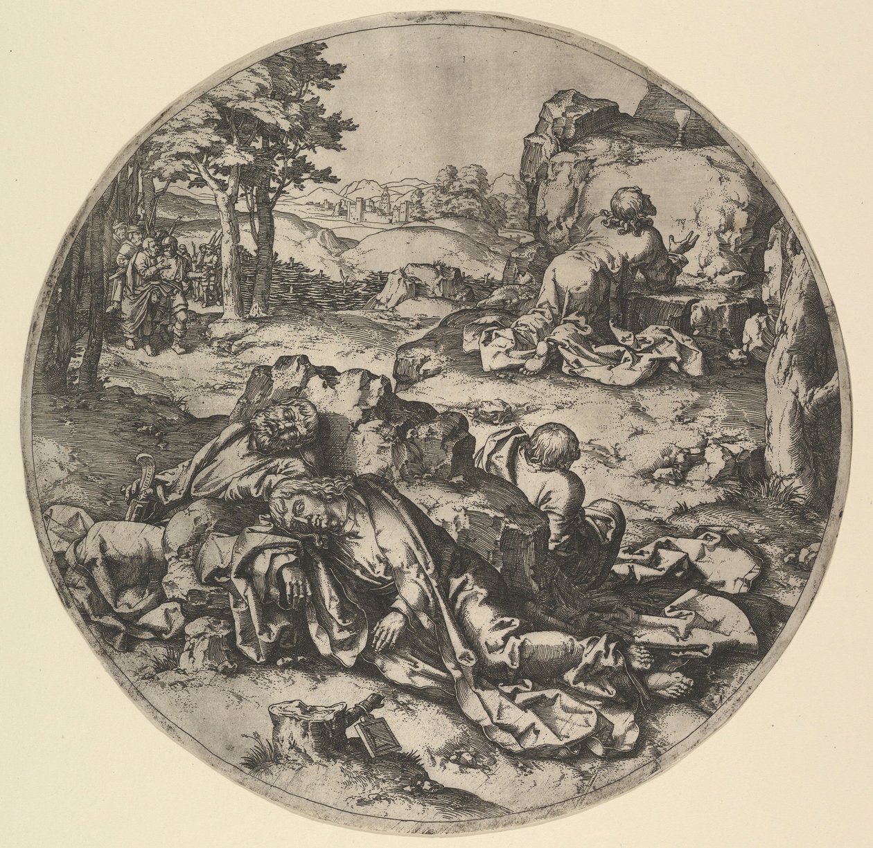 Kristus Getsemanessa -kopio, 1600-luku. tekijältä Claes Jansz Visscher