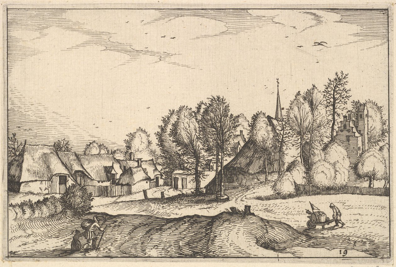 Tie kylään, levy 19 alueista ja huviloista Brabantin herttuakunnan alueella, n. 1610 tekijältä Claes Jansz Visscher