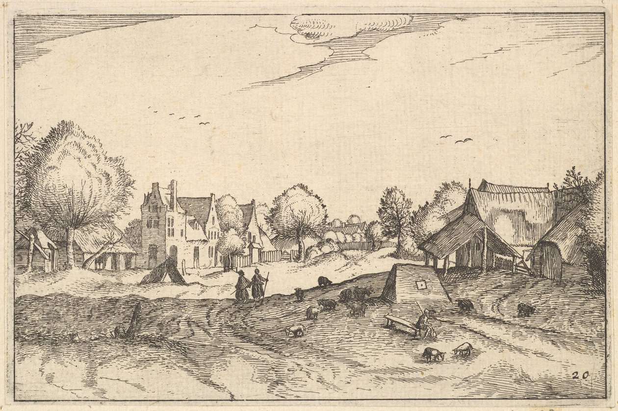 Village Road, levy 20 Brabantin herttuakunnasta, n. 1610 tekijältä Claes Jansz Visscher