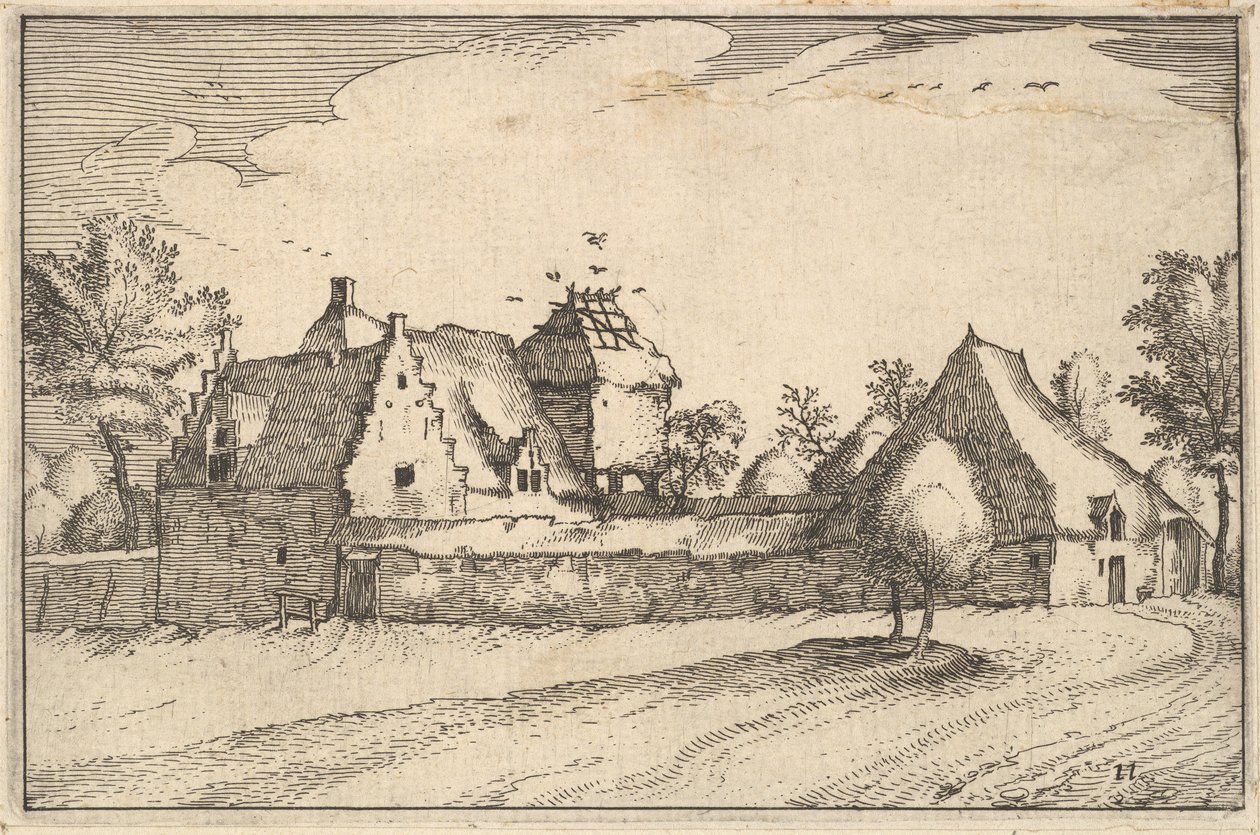 Walled Farm, levy 11 Regiunculae et Villae aliquot Ducatus Brabantiae, ca. 1610 tekijältä Claes Jansz Visscher
