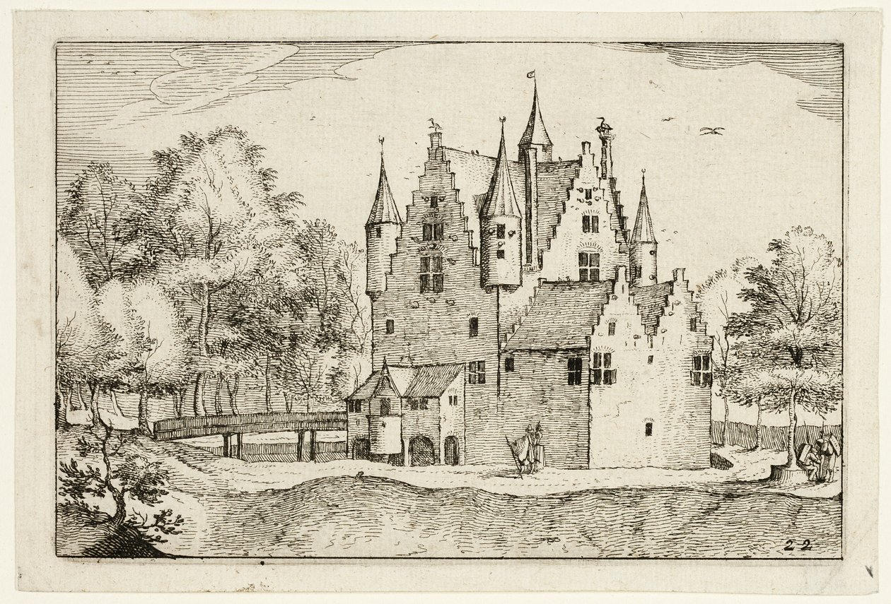 A Castle, levy 22, kuvien Maatilojen, maalaistalojen ja maalaiskylien kuvien (Praediorum villarum et rusticarum casularum icones) mukaan. tekijältä Claes Jansz. Visscher II