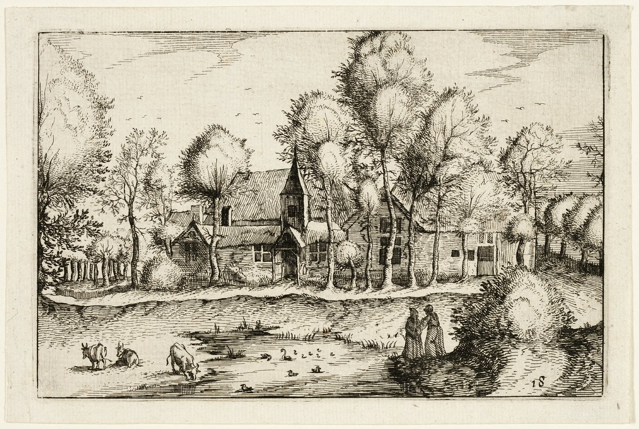 A Pond, levy kahdeksantoista maatilojen, maalaistalojen ja maalaiskylien kuvien (Praediorum villarum et rusticarum casularum icones) jälkeen. tekijältä Claes Jansz. Visscher II