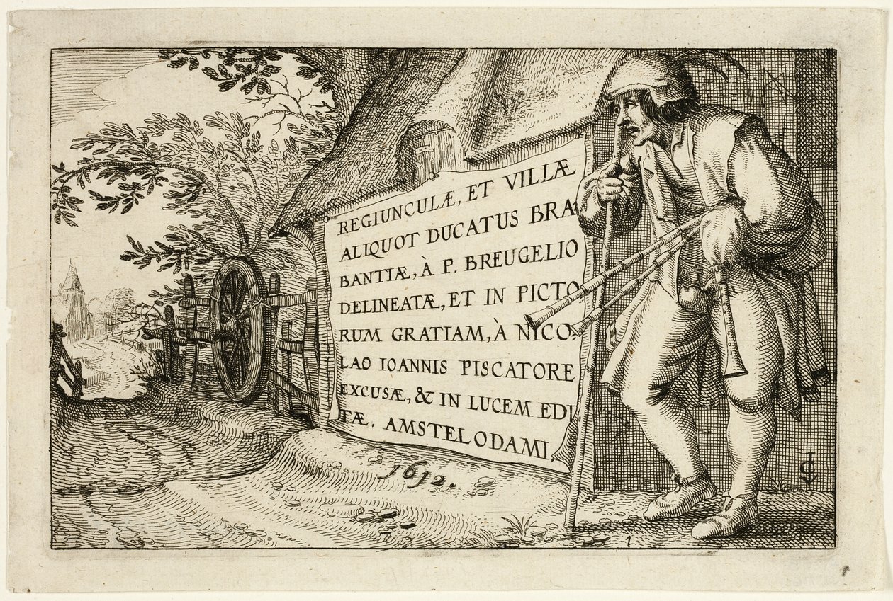 Nimiölehti, maatilojen, maalaistalojen ja maalaiskylien kuvien jälkeen (Praediorum villarum et rusticarum casularum icones). tekijältä Claes Jansz. Visscher II