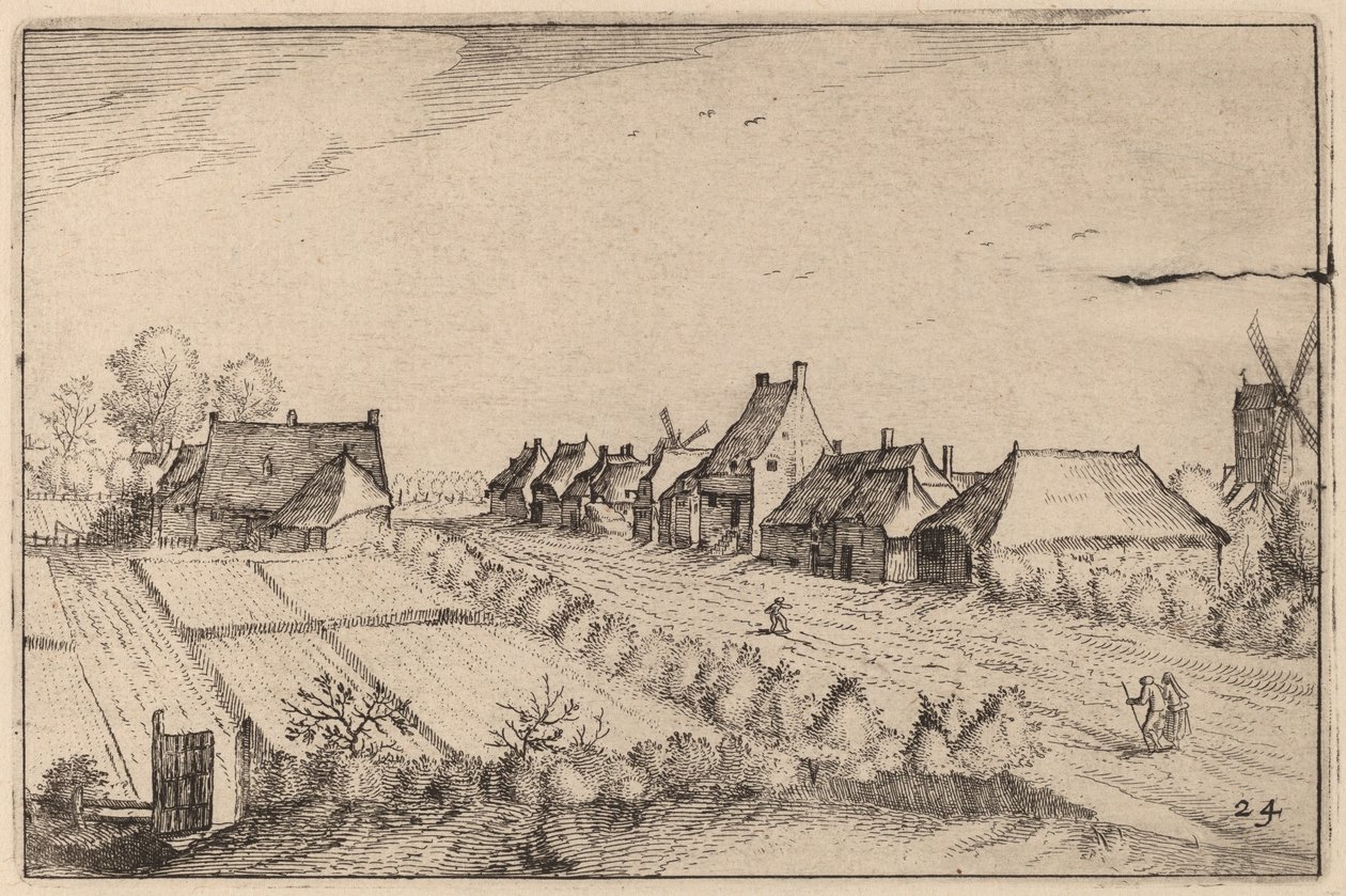 Kentät ja tie tekijältä Claes Jansz Visscher after Johannes van Doetechum, the Elder after Lucas