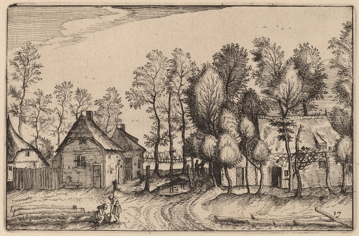 Maisema hakattuilla puilla tekijältä Claes Jansz Visscher after Johannes van Doetechum, the Elder after Lucas