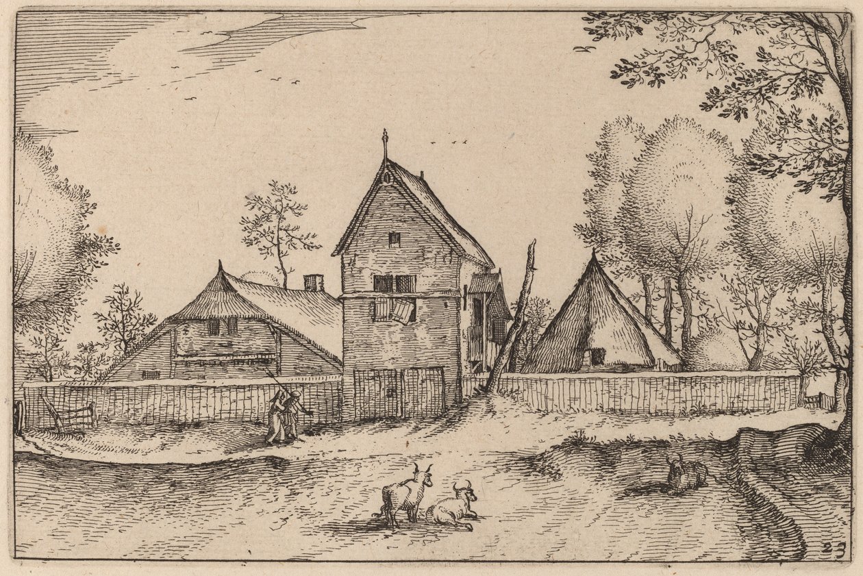 Suuri aidattu maatila tekijältä Claes Jansz Visscher after Johannes van Doetechum, the Elder after Lucas