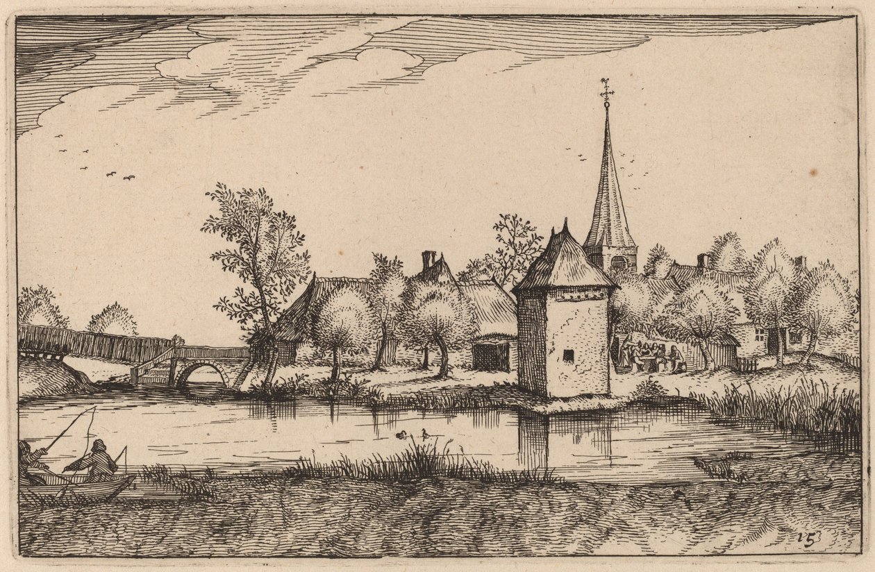 Lampi ja kylä tekijältä Claes Jansz Visscher after Johannes van Doetechum, the Elder after Lucas