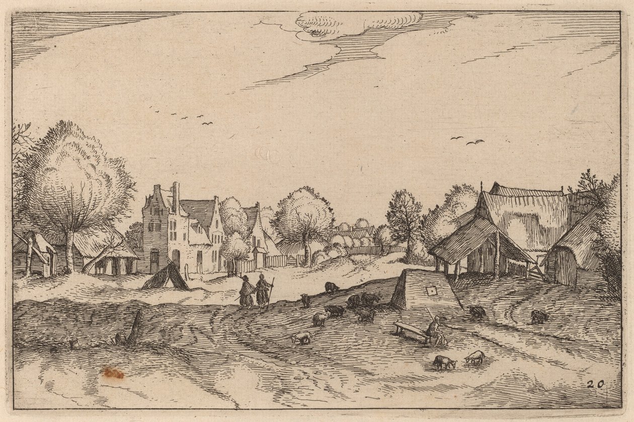 Kylätie tekijältä Claes Jansz Visscher after Johannes van Doetechum, the Elder after Lucas