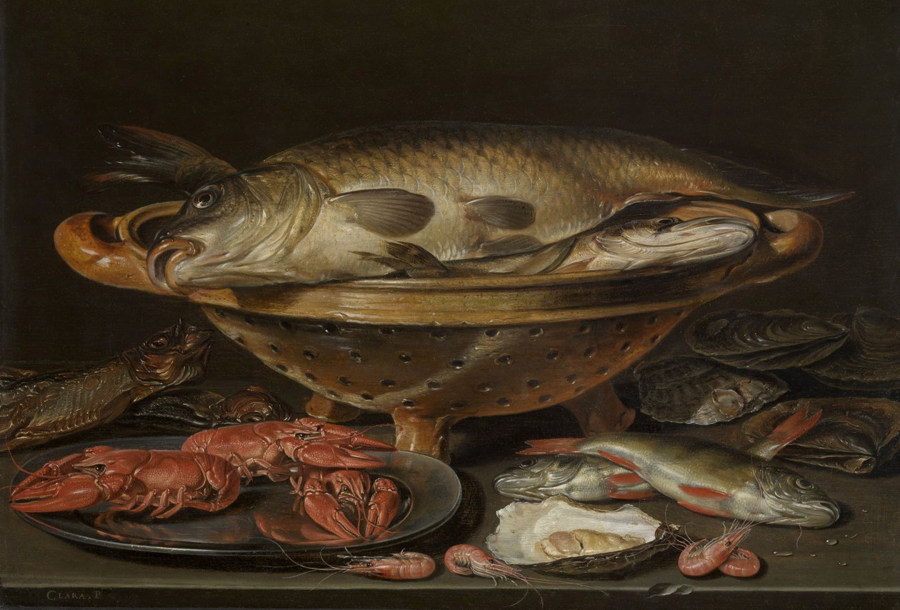 Asetelma kalan kanssa, noin 1612-1621. tekijältä Charlotte Evans