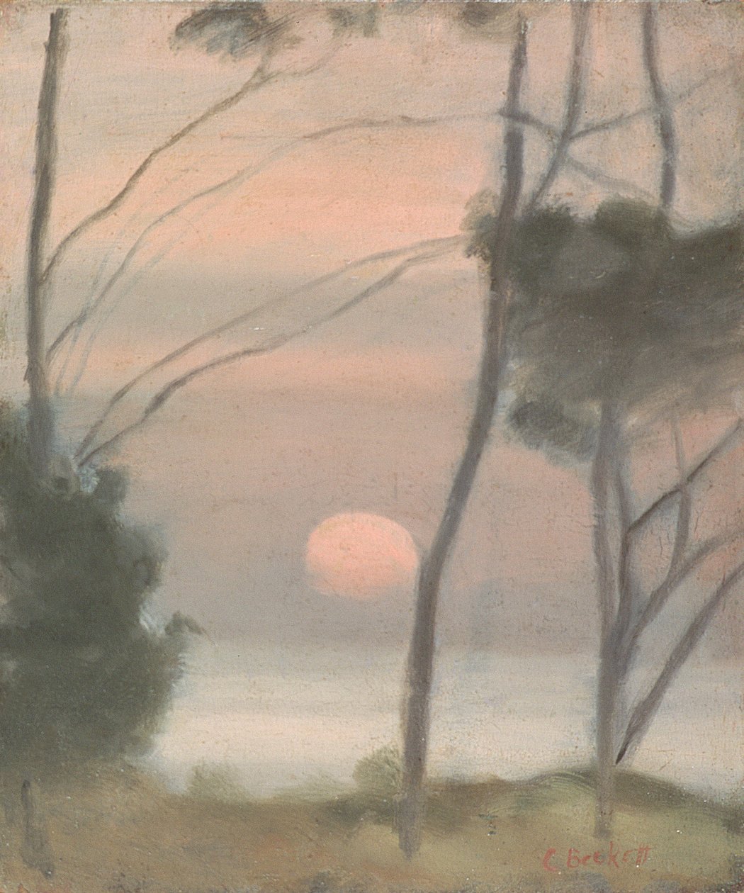Moonrise, Mentone (öljy kartongille) tekijältä Clarice Beckett