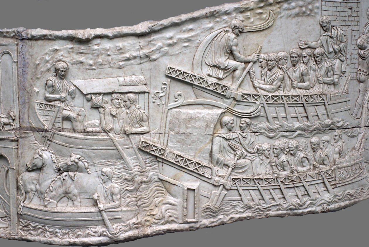 Roomalaiset keittiöt. Trajanuksen pylvään kohokuvioitu yksityiskohta, 1.-2. vuosisadalla tekijältä Classical Antiquities