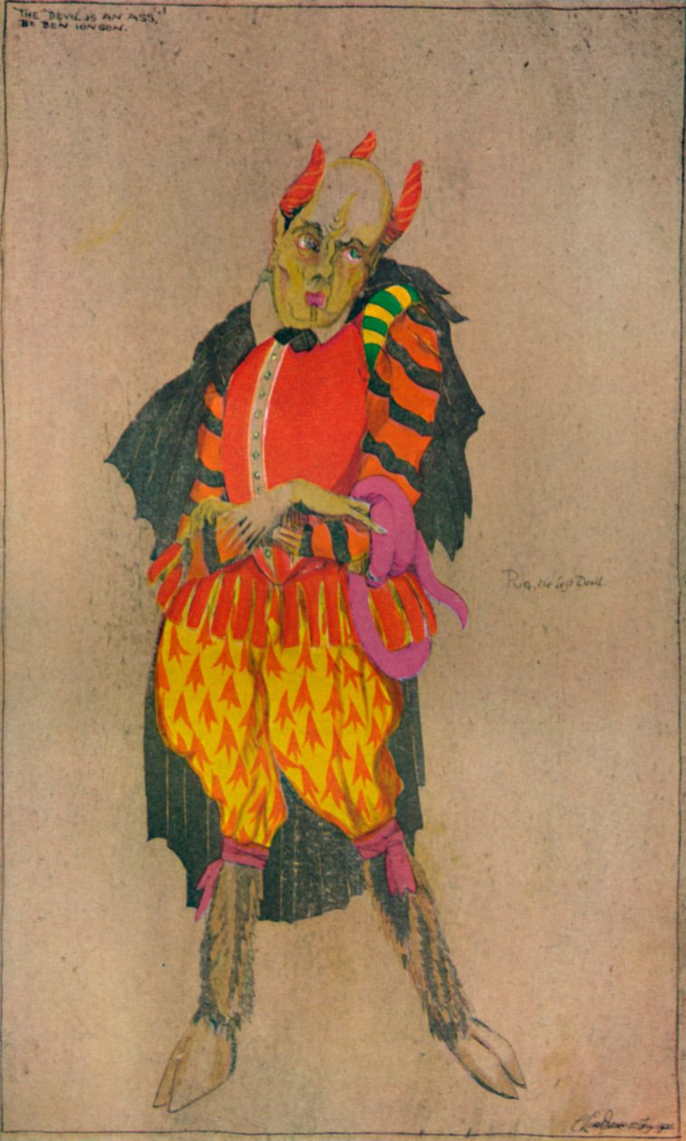 Suunnittelu pukulle Ben Jonsonin elokuvassa The Devil is an Ass, vuodelta 1927 tekijältä Claud Lovat Fraser