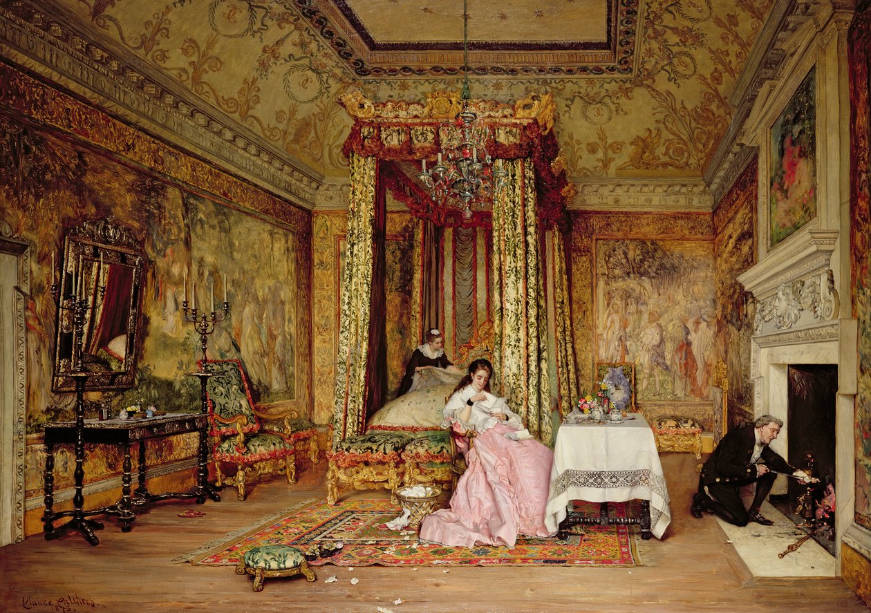 Vanhat kirjeet - kohtaus Knolessa, 1873 tekijältä Claude Andrew Calthrop