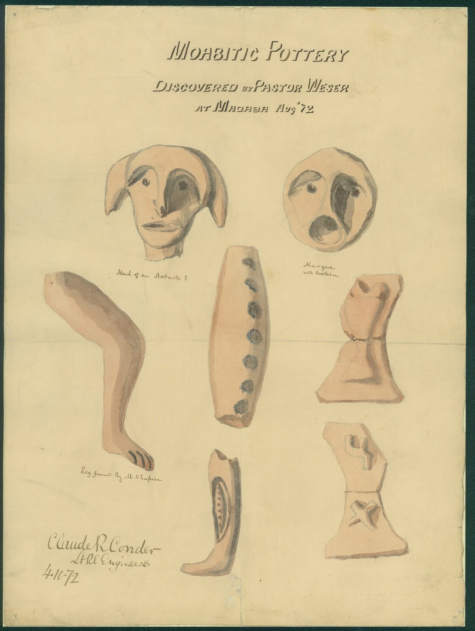 Mooabilaiskeramiikkaa Shapiran toisesta kokoelmasta, 1872 (wc ja lyijykynä paperille). tekijältä Claude Conder