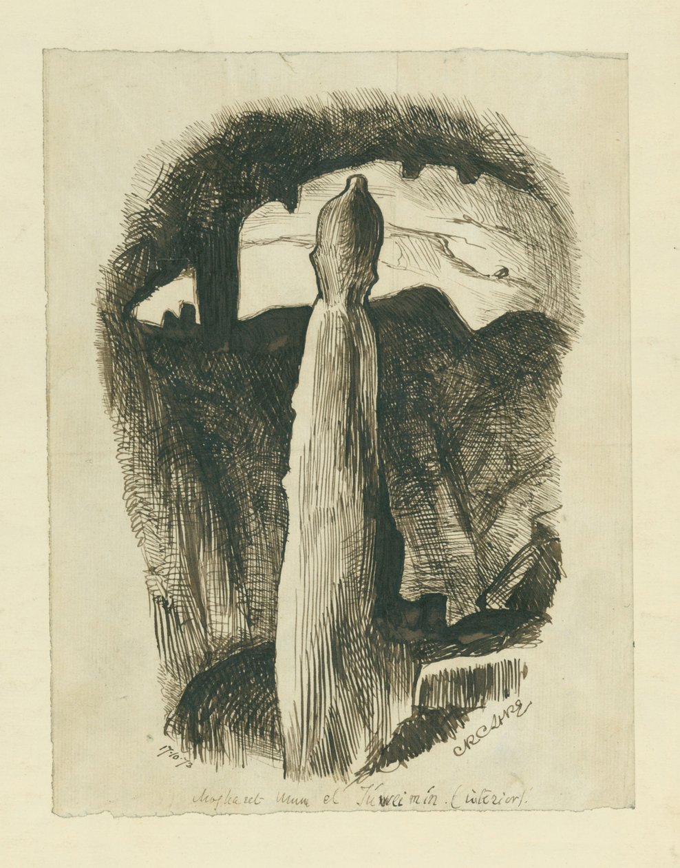ML Jomenin luola, 1873 tekijältä Claude Conder