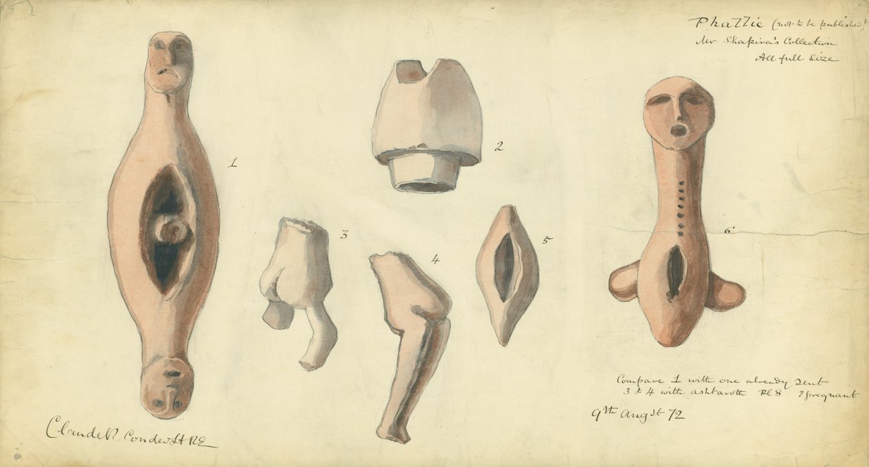 Falliset tunnukset Mr Shapiran kokoelmasta, 1872 (wc ja kynä paperille) tekijältä Claude Conder