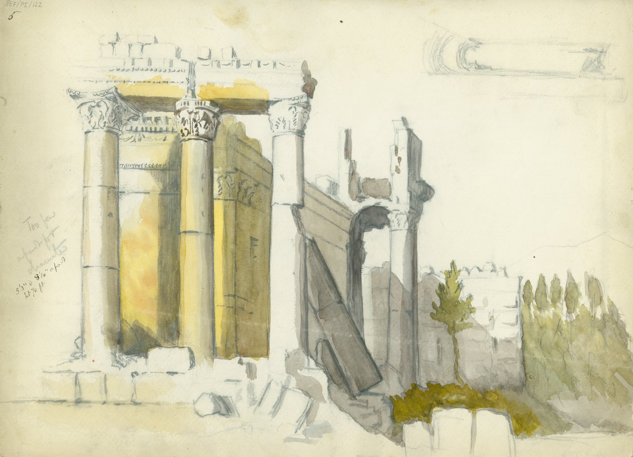 Jupiterin temppeli, Baalbek (wc ja kynä paperille) tekijältä Claude Conder