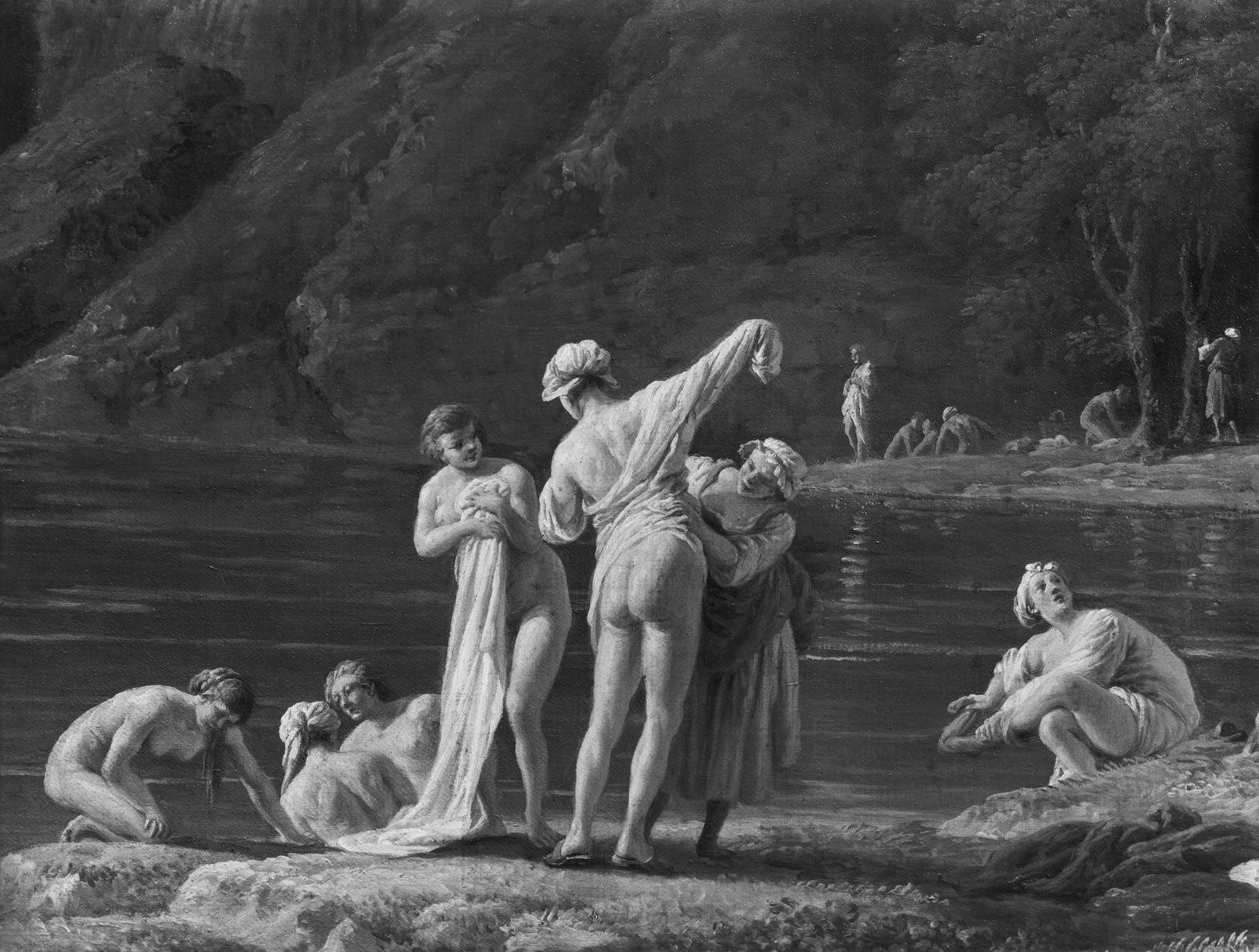 Morning, The Bathers, keskeinen yksityiskohta, 1772 (katso myös 414960 ja 414962) tekijältä Claude Joseph Vernet