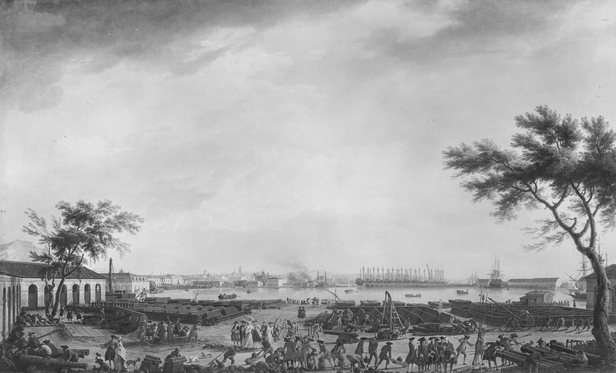 Toulonin uusi satama ja arsenaali tykistövarastosta katsottuna, 1755 tekijältä Claude Joseph Vernet