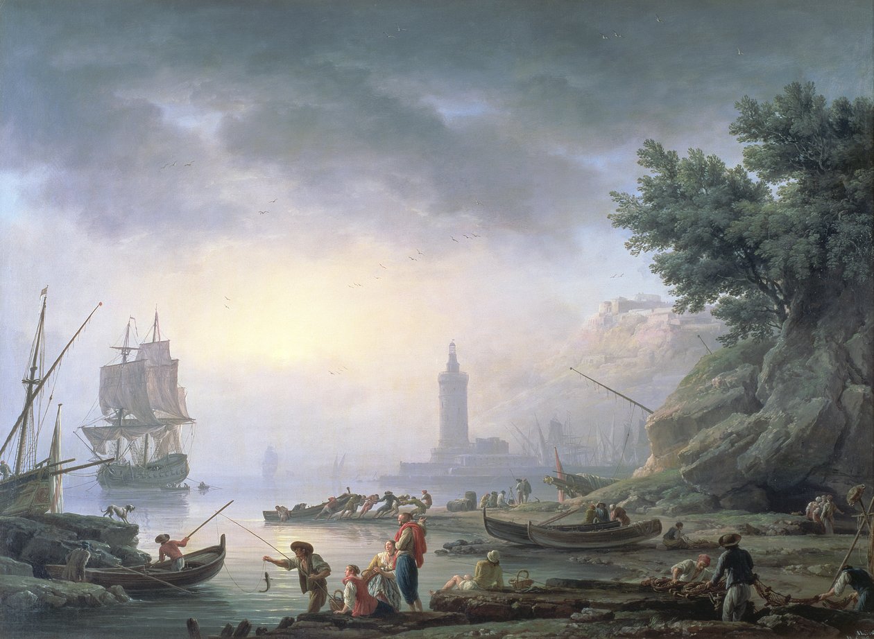 Satama aamunkoitteessa, 1751 tekijältä Claude Joseph Vernet