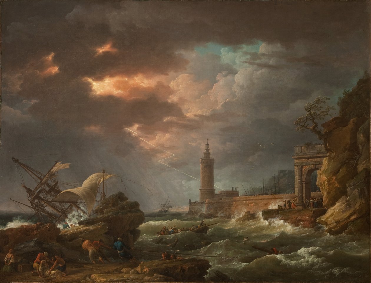 Myrsky (Storm off the Coast), 1754 tekijältä Claude Joseph Vernet