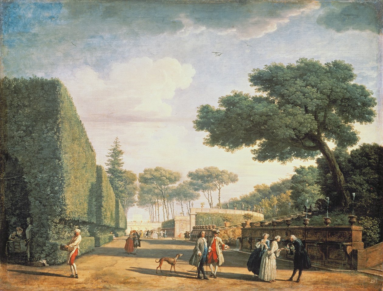 Näkymä Villa Pamphilin puistossa, 1749 tekijältä Claude Joseph Vernet