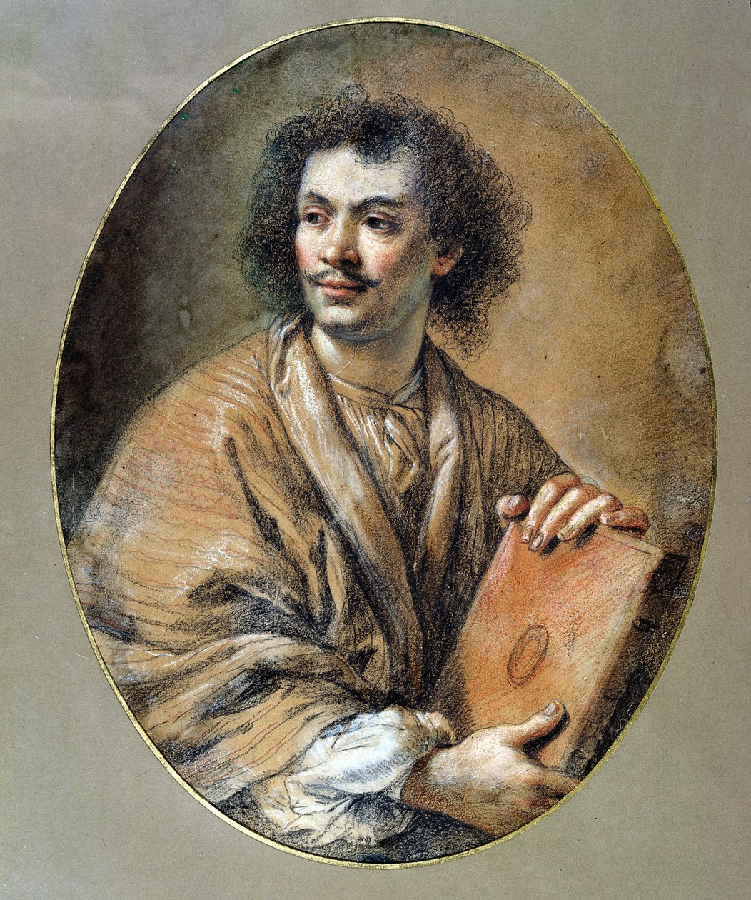 Molieren muotokuva (1622-73) (musta ja punainen liitu paperille) tekijältä Claude Lefebvre