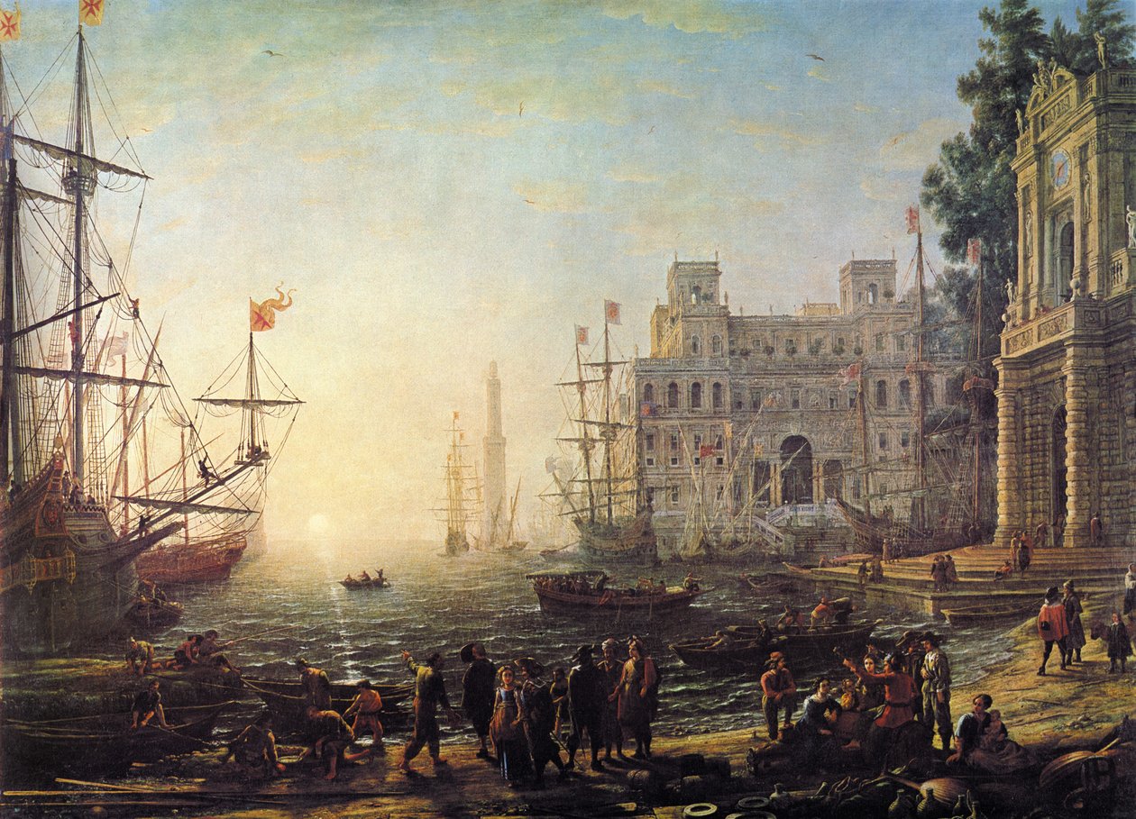 Hafenansicht mit der Villa Medici tekijältä Claude Lorrain