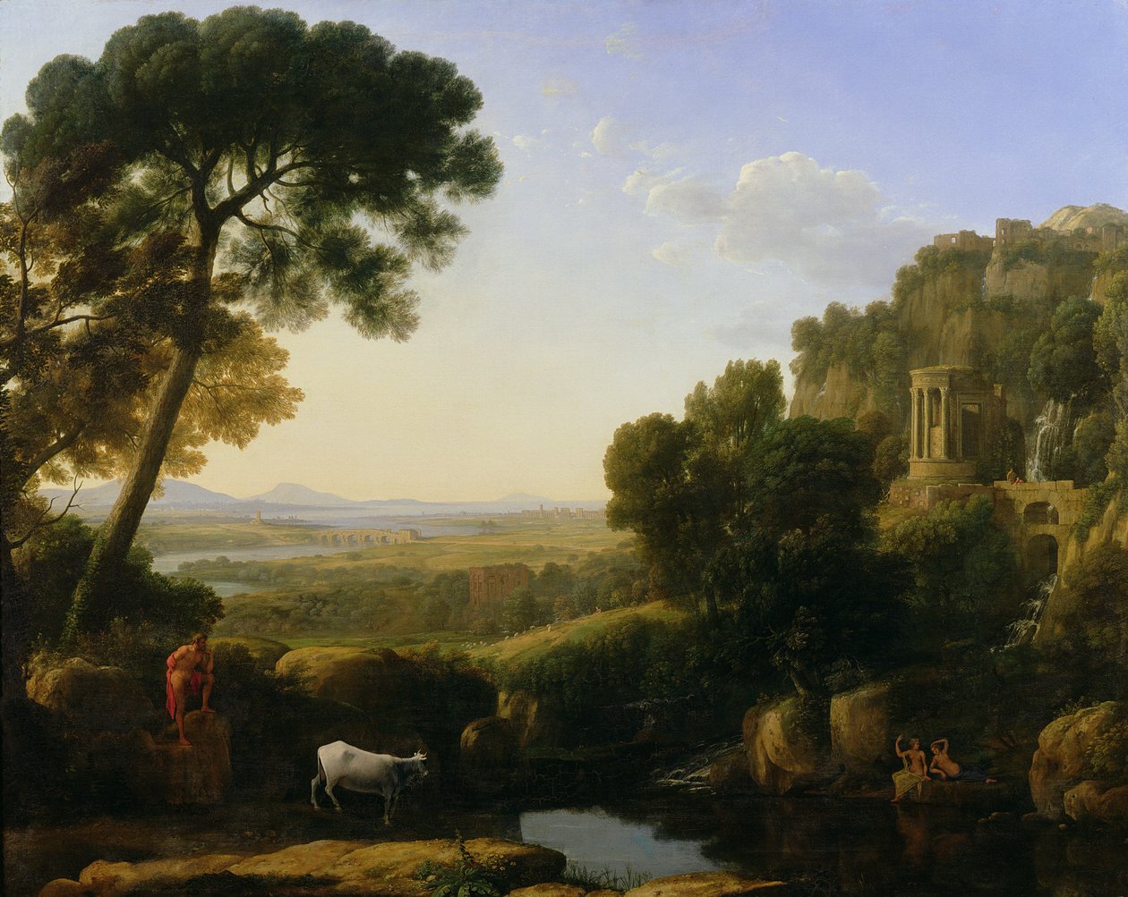 Auringonlasku tai maisema Argus Guarding Ion kanssa tekijältä Claude Lorrain