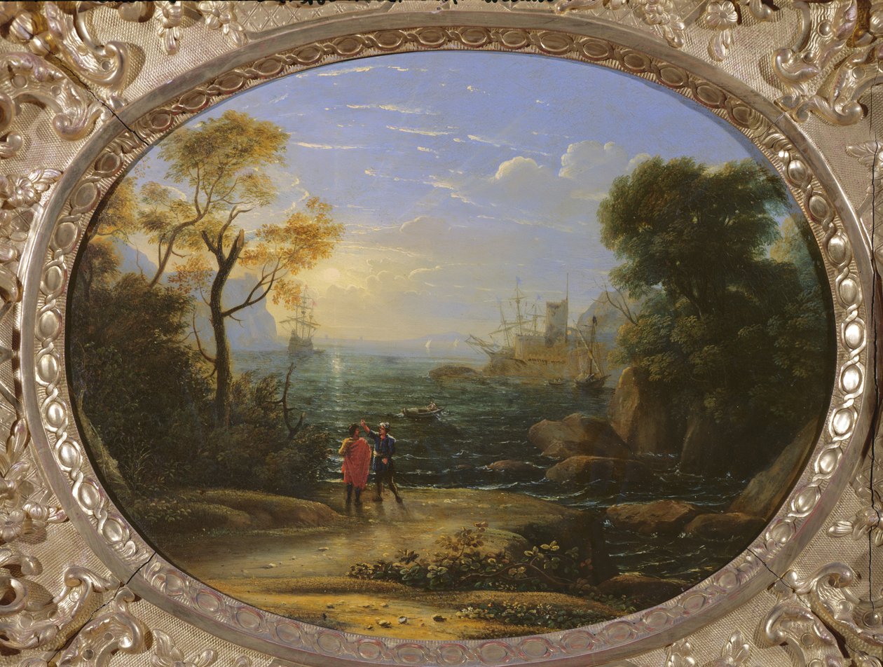 Rannikkomaisema auringonlaskun aikaan tekijältä Claude Lorrain