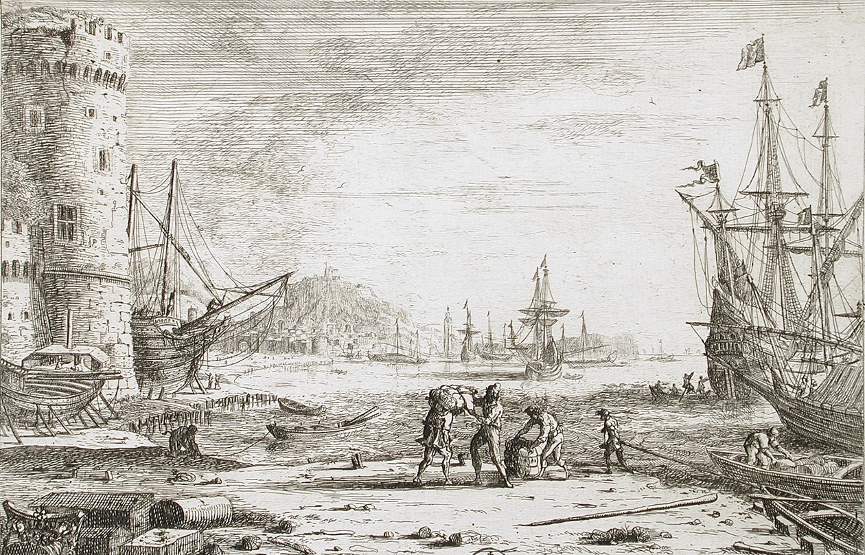 Satama, jossa on suuri torni tekijältä Claude Lorrain