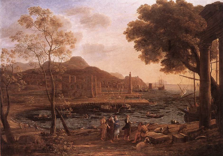 Satamanäkymä ja surulliset Heliades tekijältä Claude Lorrain