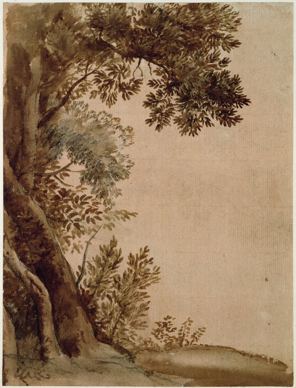 Maisema (muste ja akvarelli paperille) tekijältä Claude Lorrain