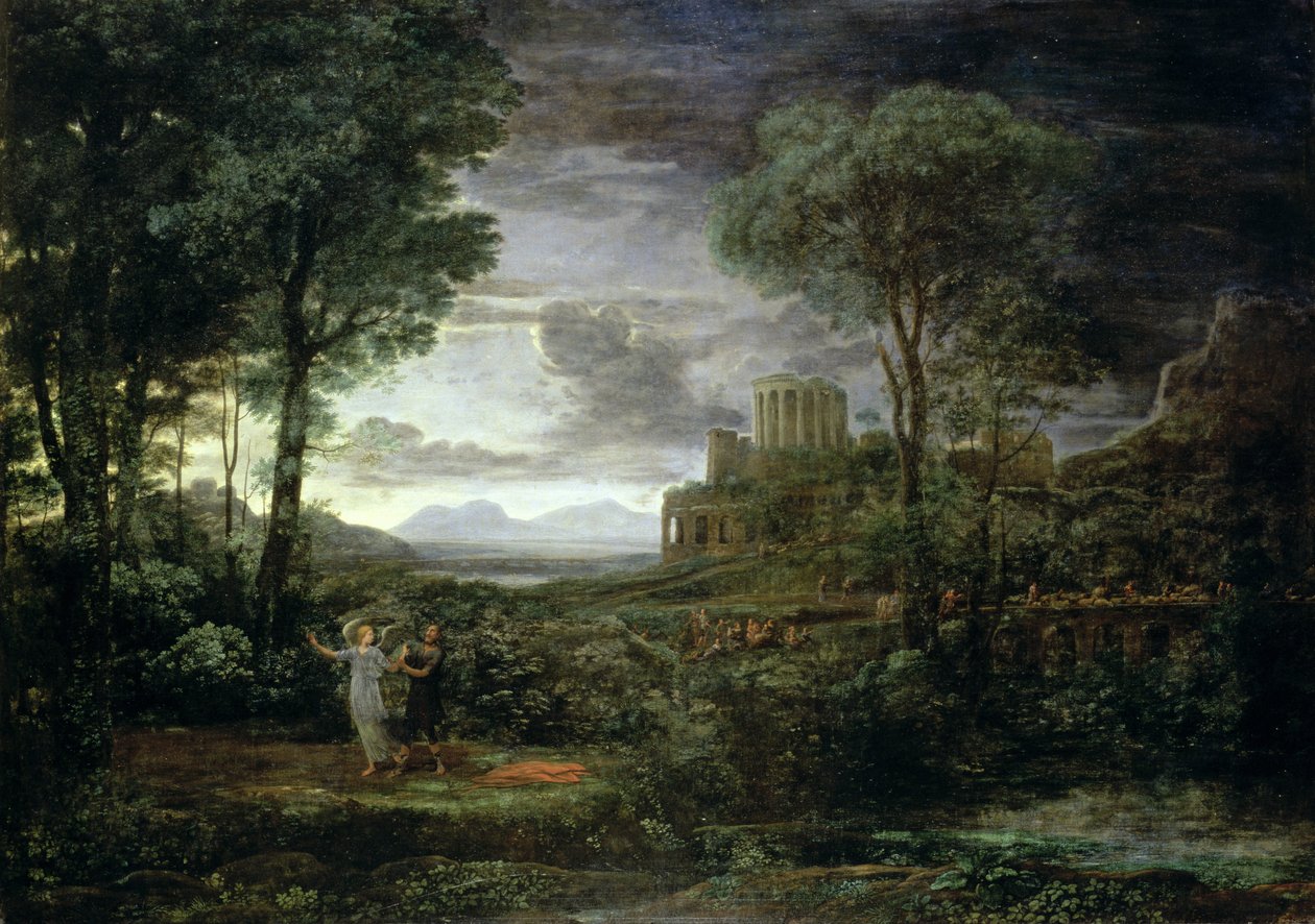 Maisema Jaakobin kanssa painimassa enkelin kanssa tai yö, 1672 tekijältä Claude Lorrain