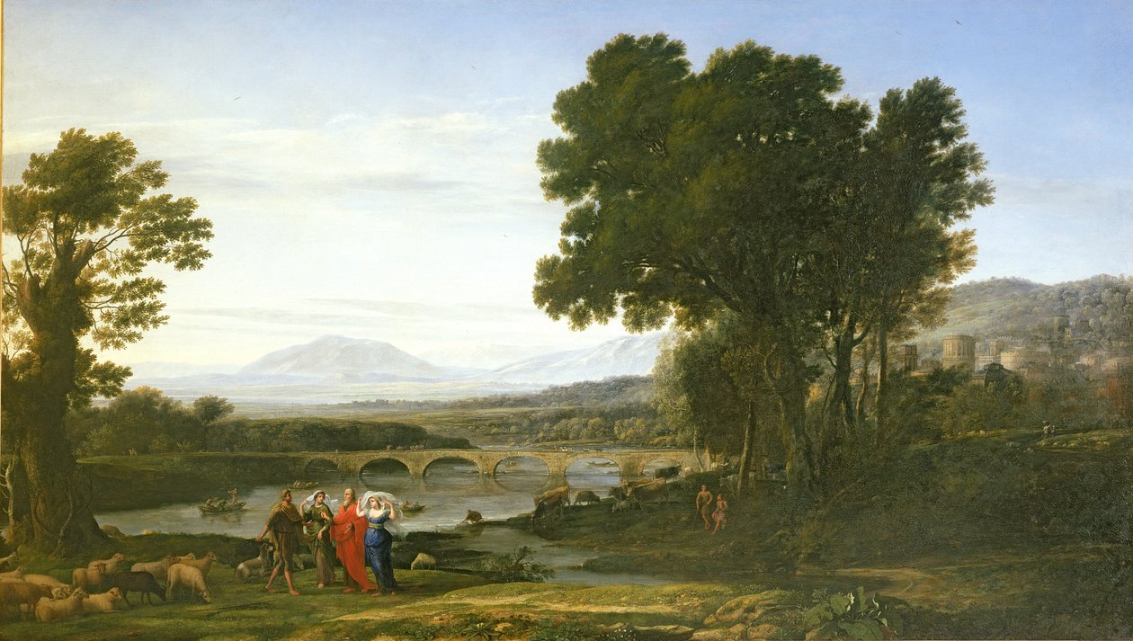 Maisema Jaakobin ja Labanin ja Labanin tyttärien kanssa, 1654 tekijältä Claude Lorrain